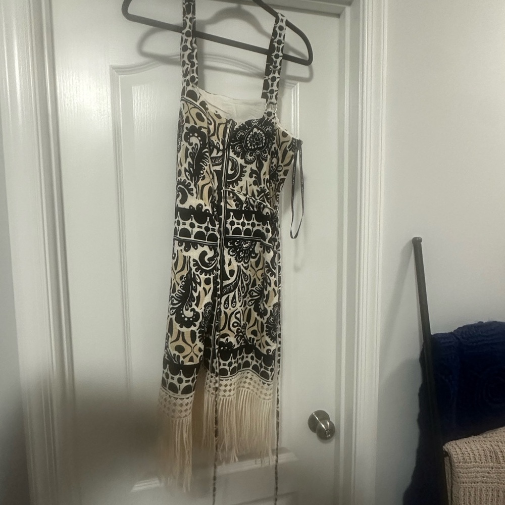 Tahari ASL Black and Cream Asymmetrical Dress